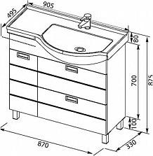 Тумба с раковиной Aquanet Сити 90 R 00212838 белый