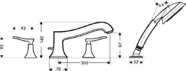 Смеситель Hansgrohe Metris classic 31314000 на борт ванны