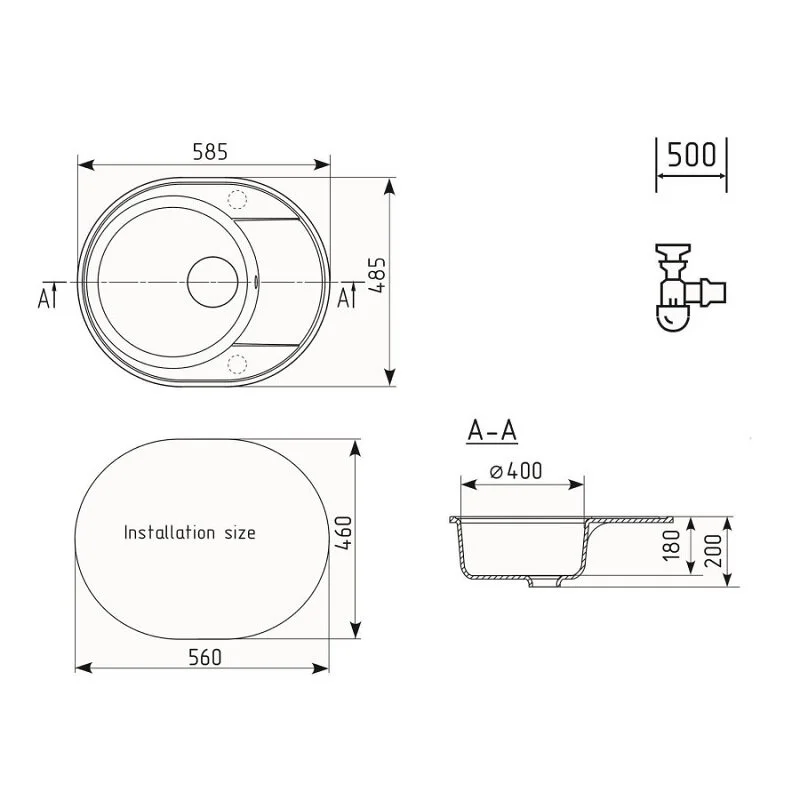 Кухонная мойка Ulgran Quartz Nora Nora 585-09 черный