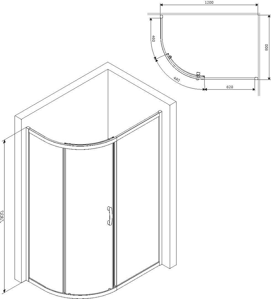 Душевой уголок AM.PM Like Solo Slide 120x80 W83G-302U120CT64 профиль хром, стекло прозрачное