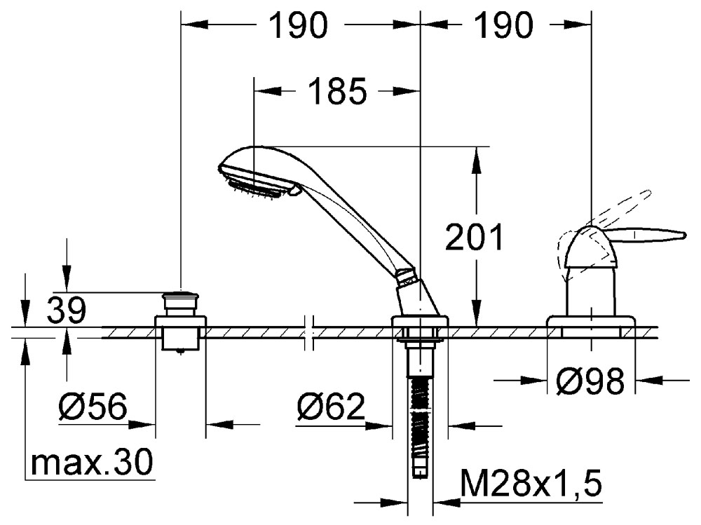 Смеситель для душа Grohe Eurofresh 19194000