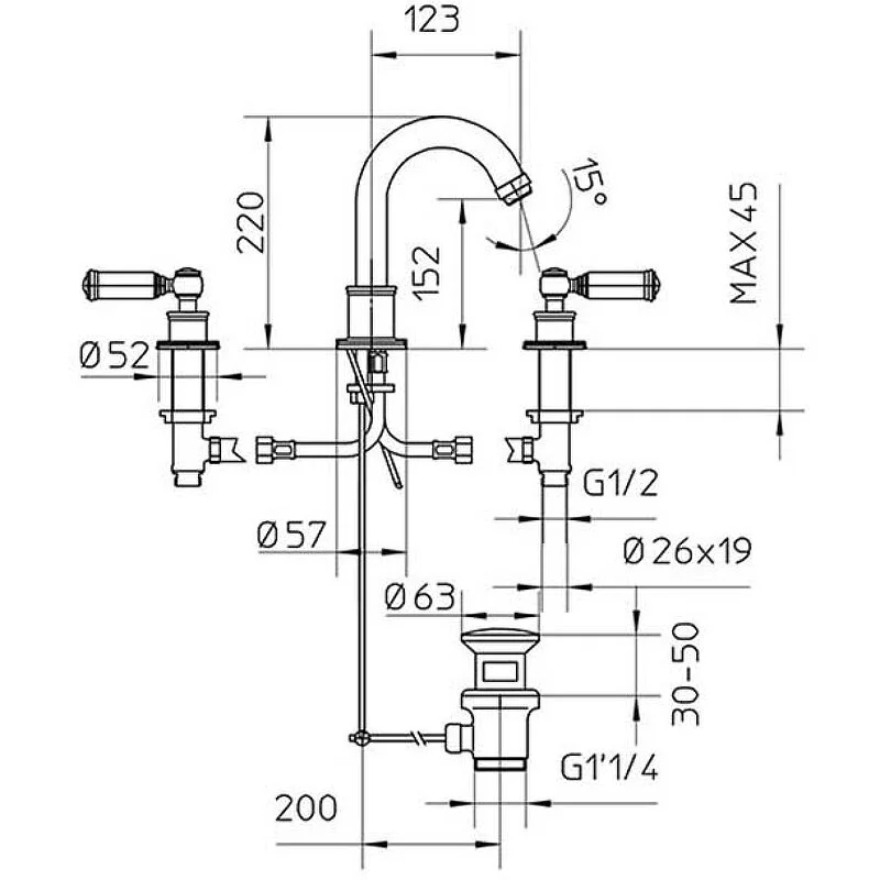 Смеситель для раковины Bossini Z001302.030 хром