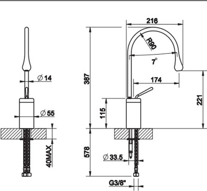 Смеситель для раковины Gessi Goccia 33805#279, белый