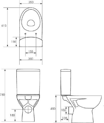 Унитаз-компакт Cersanit Parva new KO-PA011-3/6-COn-DL безободковый с крышкой-сиденьем микролифт