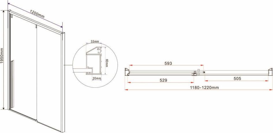 Душевая дверь Vincea Lugano VDS-1L120CGB-1, стекло тонированное, черный