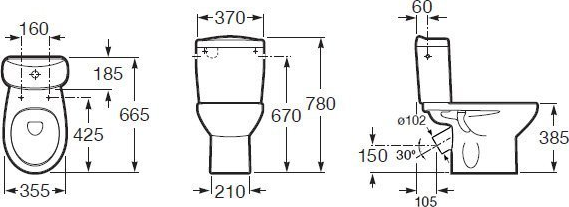 Напольный унитаз Roca Victoria 34239U000 c бачком 34139Z000 подвод снизу (без сиденья)