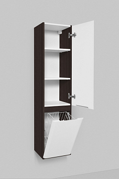 Шкаф-пенал Am.Pm Bliss D M55CHR0341VF 34 см R с бельевой корзиной, белый глянец, венге