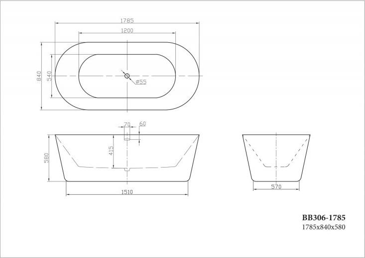 Акриловая ванна BelBagno 178х84 BB306-1785