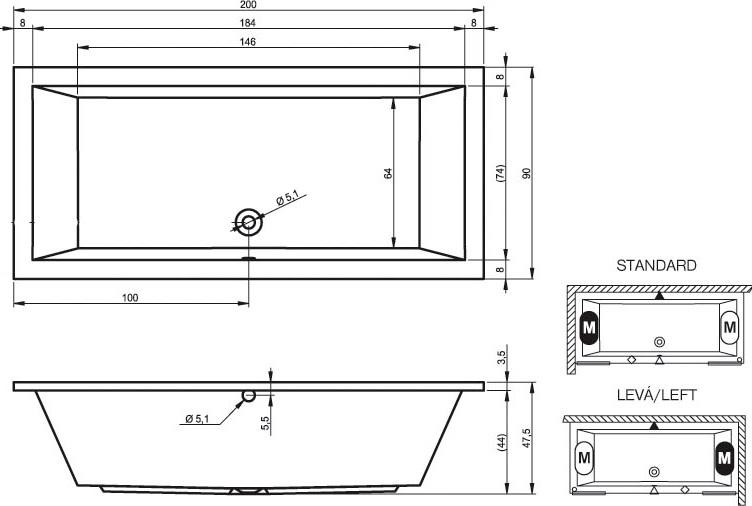 Акриловая ванна Riho Lusso 200х90 B016001005