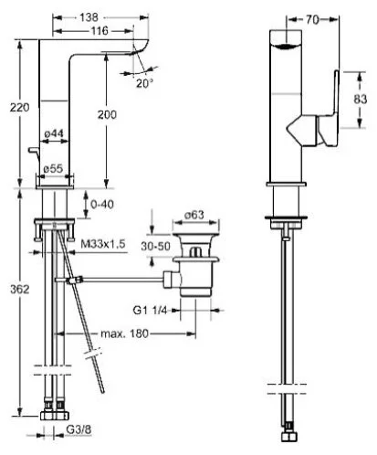 Смеситель для раковины Hansa Ligna 55302203 хром