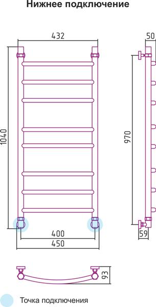 Полотенцесушитель водяной Сунержа Галант 100x40