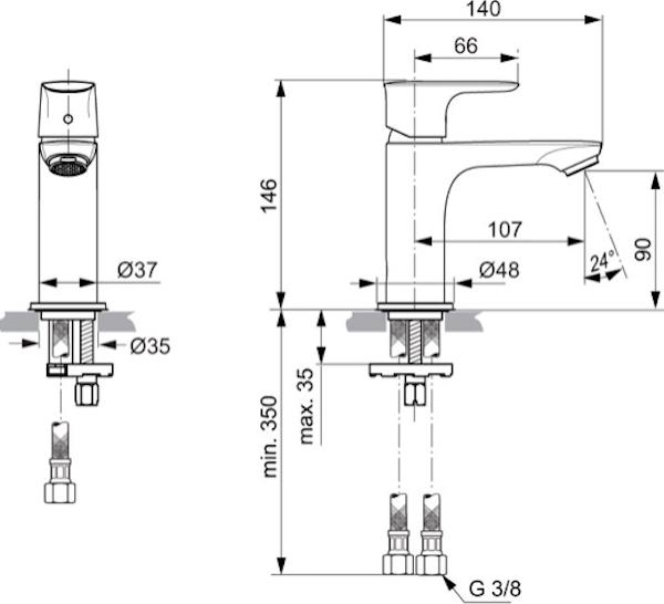 Смеситель для раковины Ideal Standard Connect Air A7010AA, хром