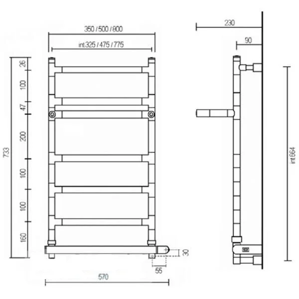 Полотенцесушитель электрический Margaroli Sereno 5873256CRNB хром