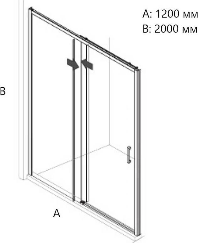 Душевая дверь Creto Nota 120x200 см 122-WTW-120-C-CH-6, стекло прозрачное профиль хром