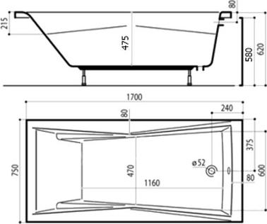 Акриловая ванна Excellent Palace 170х75 WAEx.PAL17WH