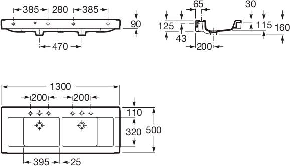 Раковина 130 см Roca Stratum 327630000