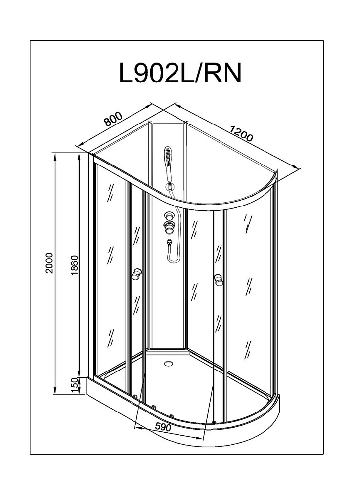 Душевая кабина Deto L L902LN