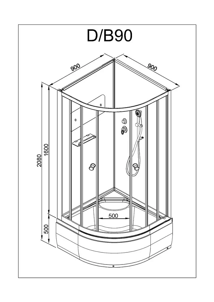 Душевая кабина Deto B B90BLACK