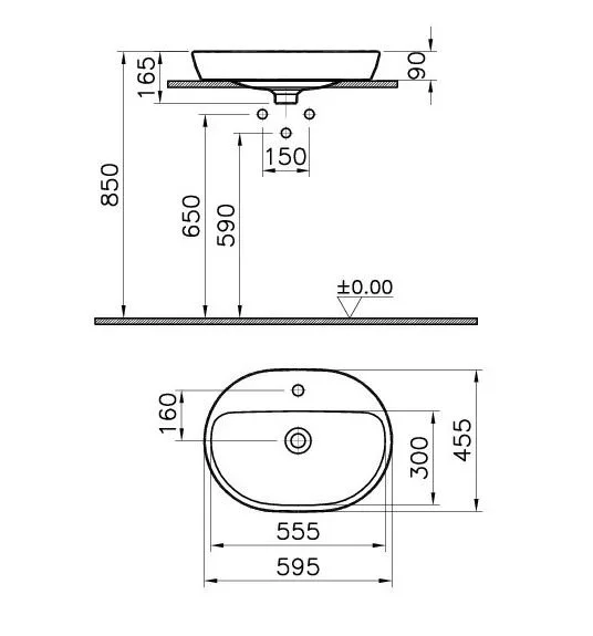 Раковина накладная VitrA Metropole 5943B003-0041 белый