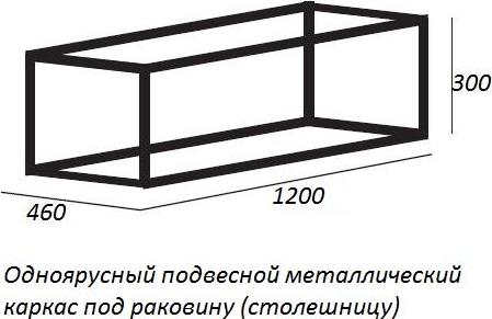 Стальной каркас под раковину Cezares CADRO-120/46/30-1C-SO-MET-ST, чёрный