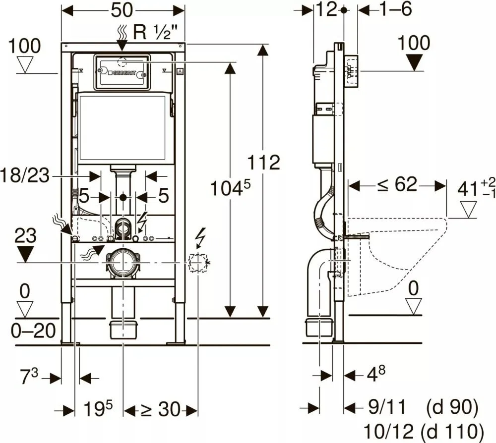 Инсталляция Geberit с безободковым унитазом Gustavsberg Hygienic Flush 5G84HR01, сиденье микролифт, комплект 399215