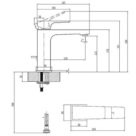 Смеситель для раковины Villeroy & Boch Architectura Square TVW12500100064 никель