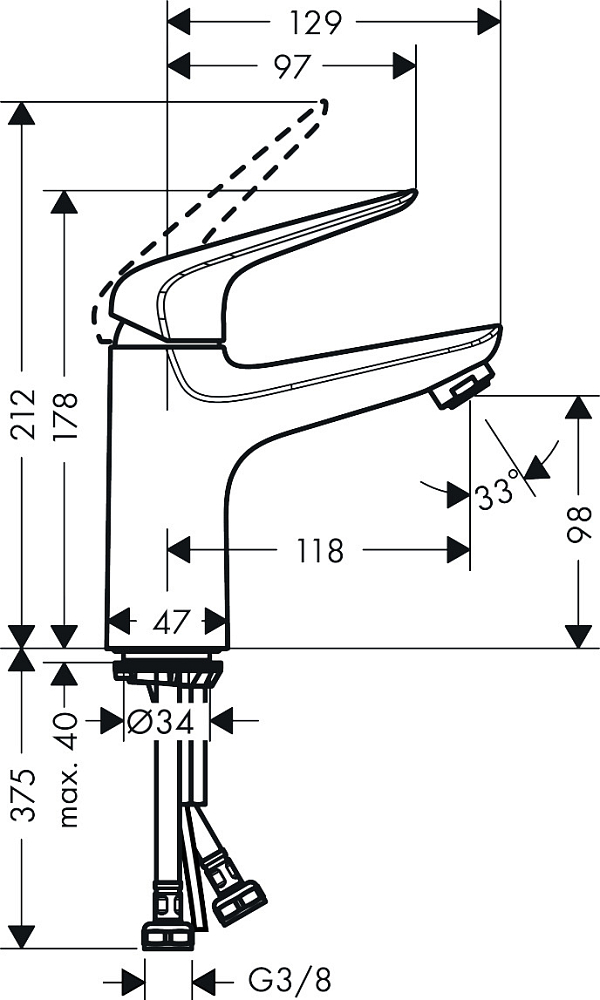 Смеситель для раковины Hansgrohe Novus 100 71031000, хром