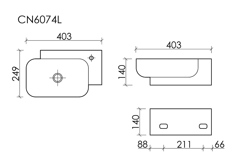 Раковина подвесная Ceramica Nova Element CN6074L белый