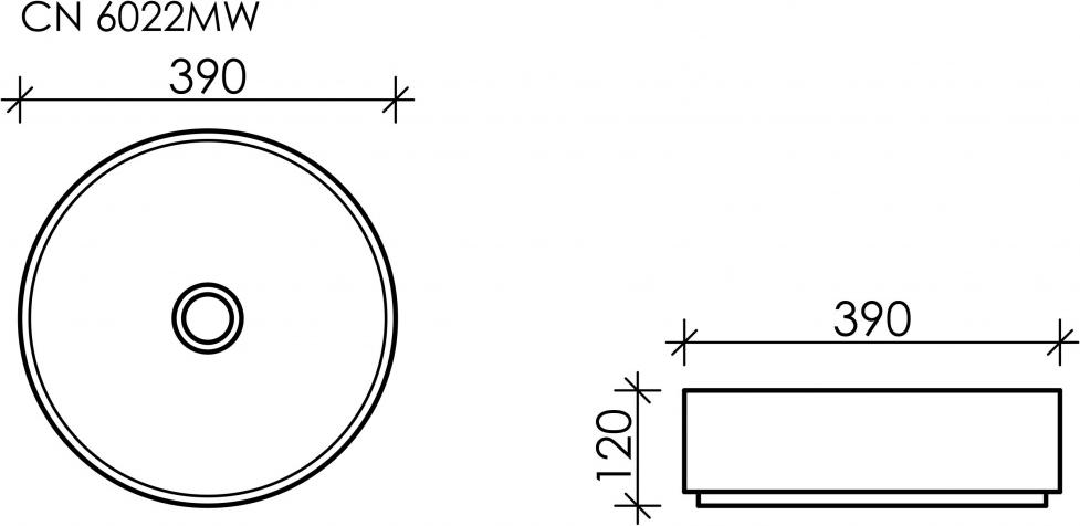 Раковина накладная 39 см Ceramica Nova Element CN6022MW, матовый белый