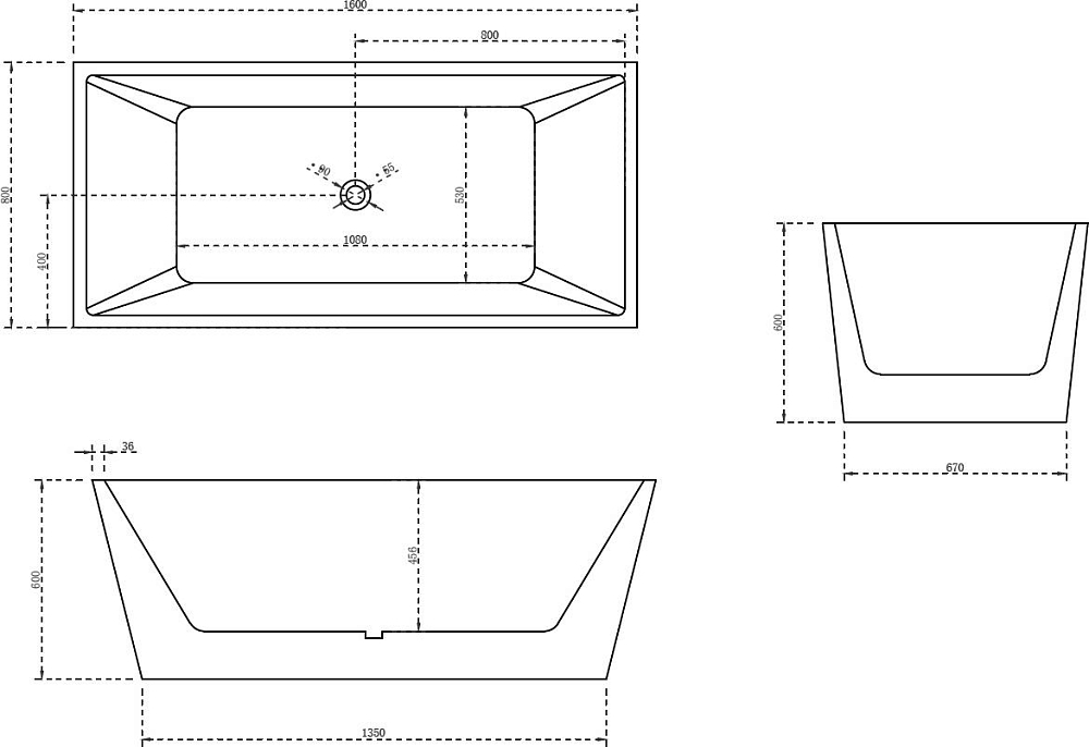 Акриловая ванна Abber 160x80 AB9224