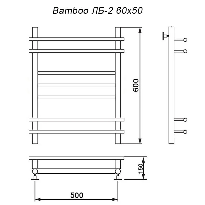 Полотенцесушитель водяной Ника Bamboo ЛБ 2 60/50 хром