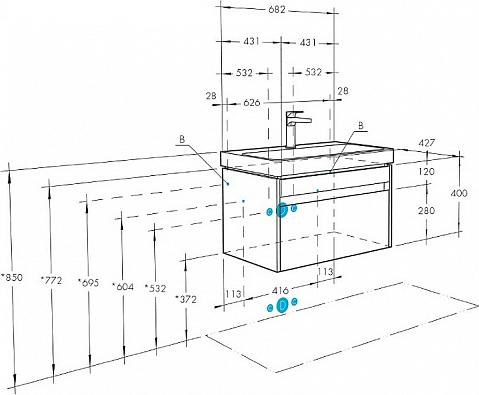 Комплект тумба с раковиной Aquaton Марти 70, белый