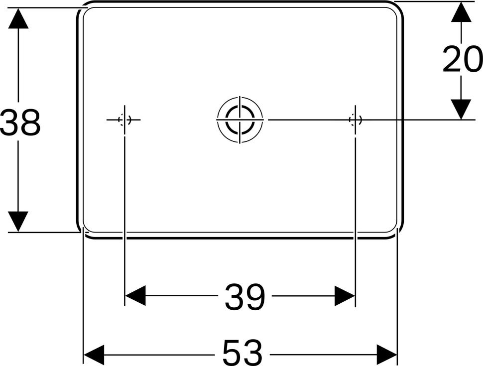 Раковина накладная 40x55 см Geberit VariForm 500.779.01.2 без отверстия перелива, белый