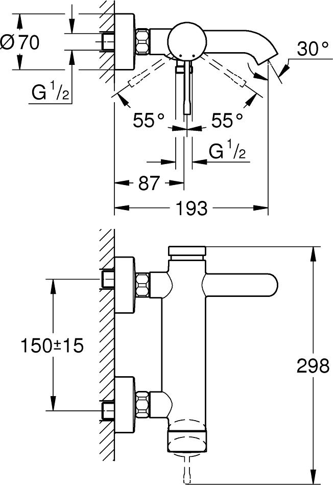 Смеситель для ванны Grohe Essence 33624GL1 холодный рассвет глянец