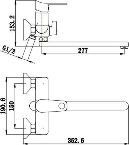 Смеситель для ванны с душем РМС SL137-006E, хром