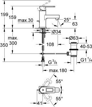 Смеситель для раковины Grohe Quadra 32631KS0 чёрный бархат