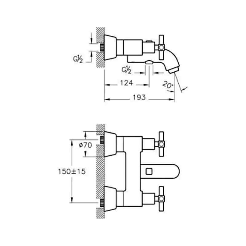 Смеситель для ванны с душем VitrA Juno A40868EXP/A40862EXP хром