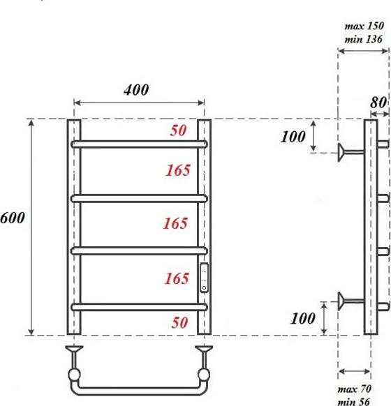 Полотенцесушитель электрический Point Ника PN08846W П4 400x600, белый