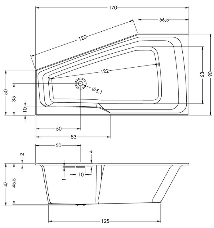 Акриловая ванна Riho Rething Space B113006005 белый