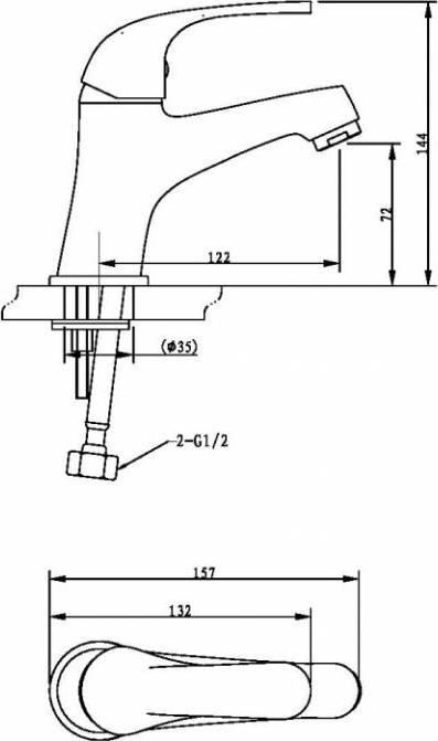 Смеситель для раковины Bravat Fit F1135188BM-RUS, черный