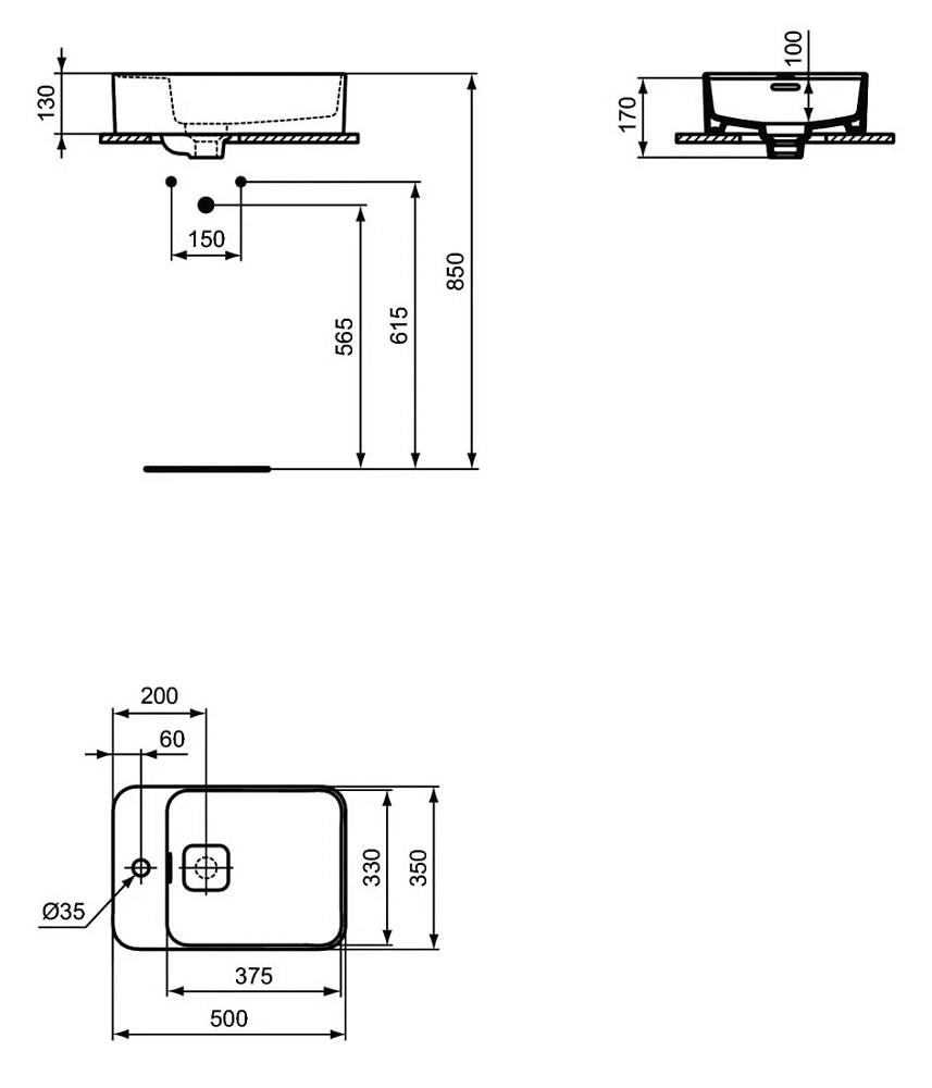 Раковина накладная Ideal Standard Strada II T296401 белый