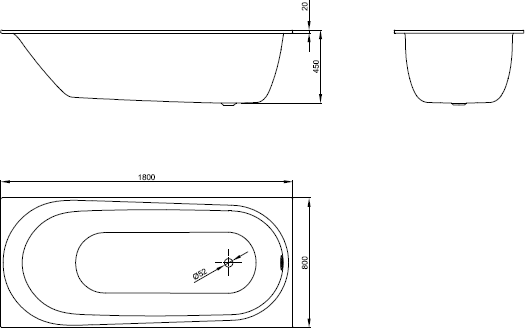 Стальная ванна Bette Comodo 180x80 см 1251-000PLUS с покрытием Glasur® Plus