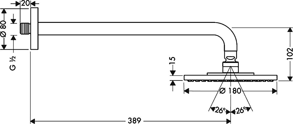 Верхний душ Hansgrohe Raindance S 180 Air 1jet 27468000