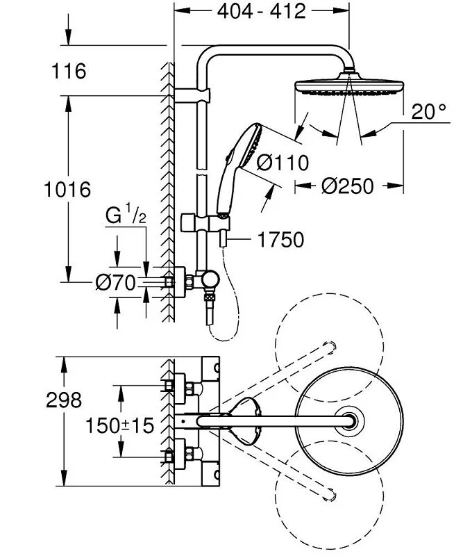 Душевая система Grohe Tempesta 26670001 хром