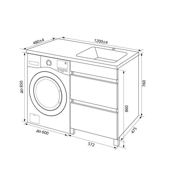 Тумба с раковиной Iddis Optima Home OPH12RBi95K