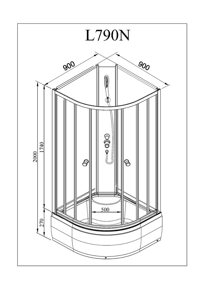 Душевая кабина Deto L L790NGM