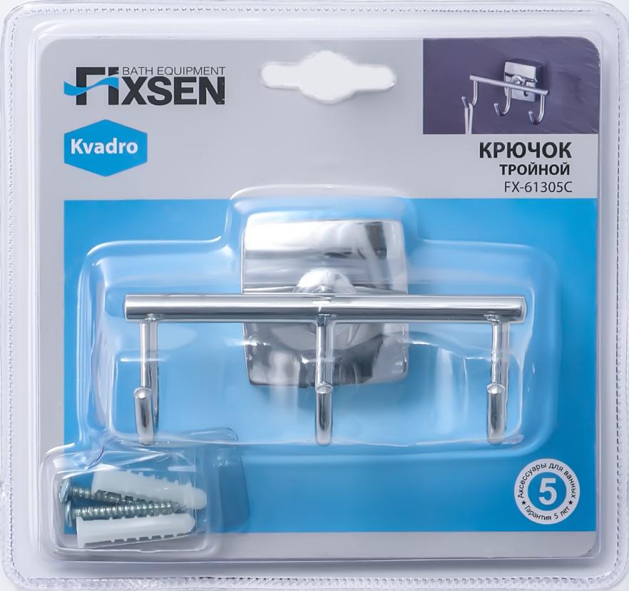 Крючок тройной Fixsen Kvadro FX-61305C хром