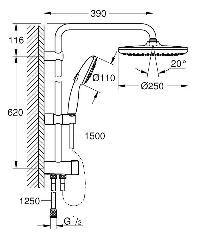 Душевой гарнитур Grohe Tempesta 26980001 хром