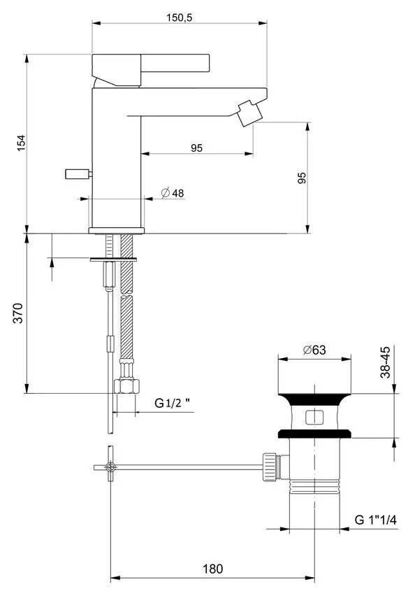 Смеситель для биде Webert DoReMi DR840102345 серый