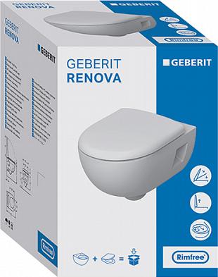 Комплект инсталляция Geberit Delta с подвесным унитазом Renova 500.103.DW.R с сиденьем микролифт и клавишей